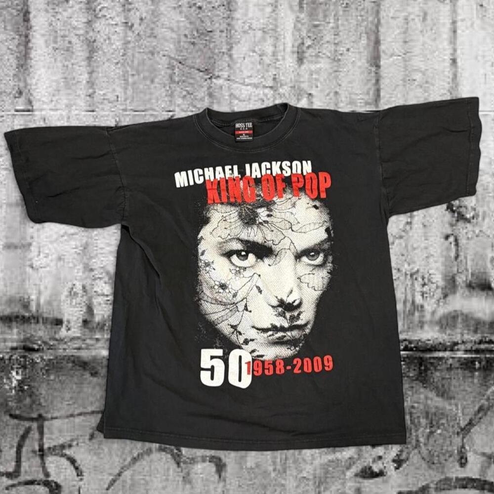 Michael Jackson King of Pop Memorial Graphic T-Shirt Youth XL Boxy Black 2009